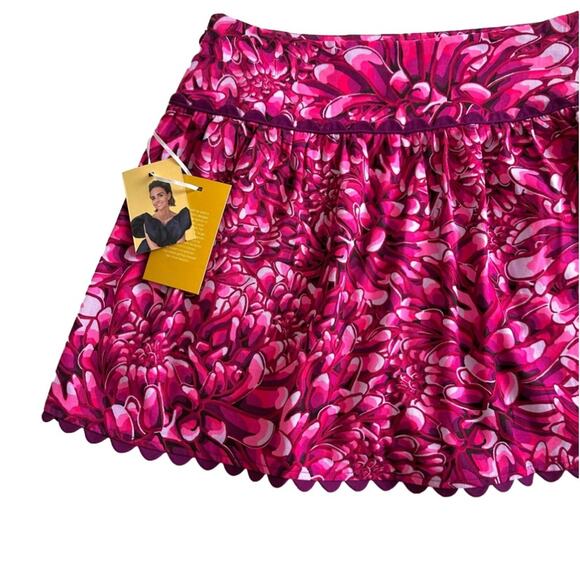 Kika Vargas X Target Skirt Pink Mum Floral Scalloped Edges Pockets Mini Size 8 - Picture 8 of 12